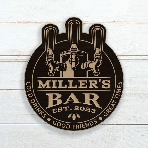 Tap House Bar Carved Wood Sign With Beer Taps And Name / Personalized Bar Sign / Carved Wood Sign / Custom Bar Sign / Bar Decor