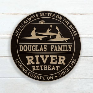 River Retreat Kayak Sign / Personalized Kayak Sign / Carved Wood Sign / Custom River Home Sign