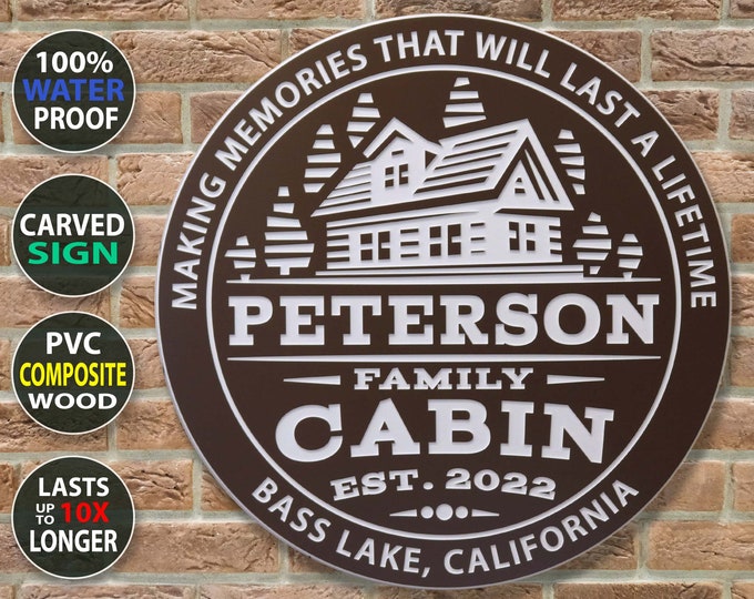 Personalized Cabin Outdoor Sign - 100% Waterproof