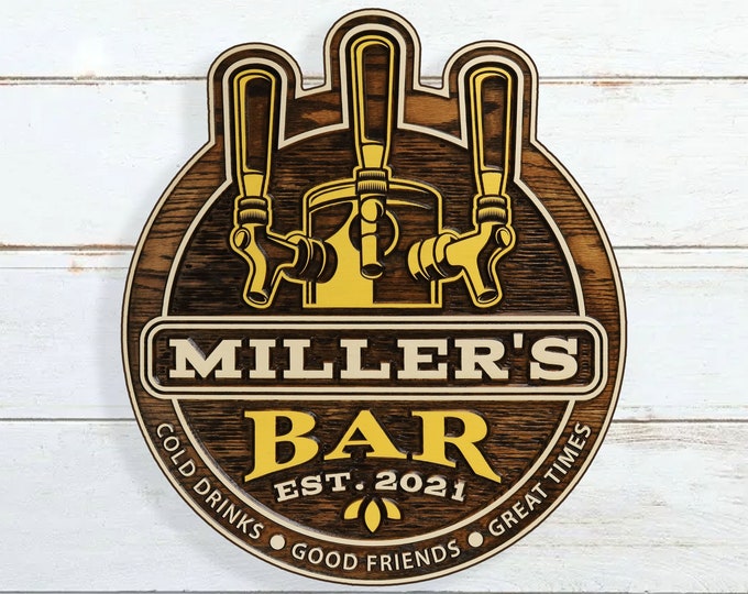 Premium Personalized Bar With Taps Sign