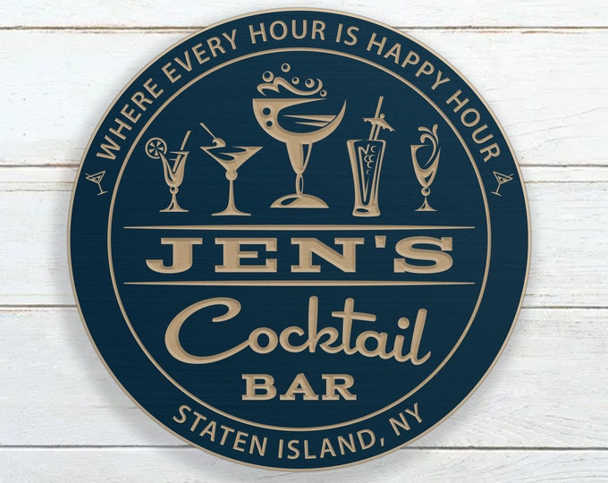 Personalized Cocktail Bar Sign