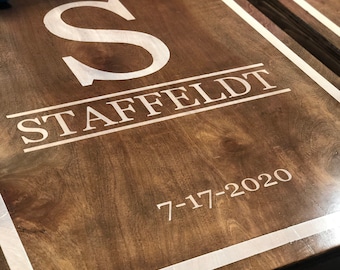 Cornhole Monogram Vinyl Decal, Decal Sticker, Wedding Cornhole Decal, Wedding Sticker, Modern Guestbook Cornhole Decal, Monogram Vinyl Decal