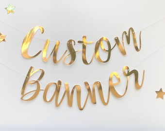 Custom Banner, Gold Custom Banner, Custom Bunting, Birthday Banner, Gold Name Bunting