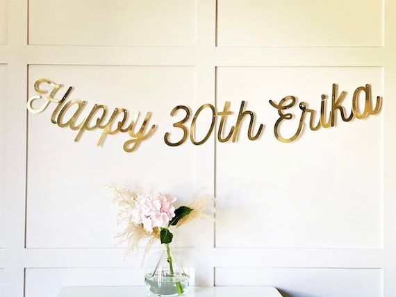 Gold Personalised (any age/colour) 30th Birthday Banner, Turning 30 Banner, 30th Birthday Bunting, Gold Banner, Birthday Sign, 30th Birthday