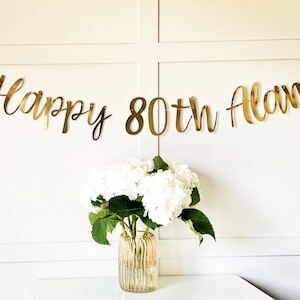 Gold Personalised (any age/colour) 80th Birthday Banner, Turning 80 Banner, 80th Birthday Bunting, Gold Banner, Birthday Sign, 80th Sign