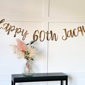 Gold Personalised (any age/colour) 60th Birthday Banner, Turning 60 Banner, 60th Birthday Bunting, Gold Banner, Birthday Sign, 60th Sign