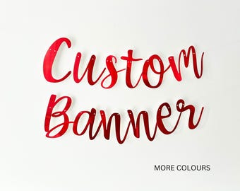 Red Custom Banner, Custom Christmas Bunting, Birthday Banner, Gold Name Bunting, Backdrop Sign, Personalised Banner, Birthday Decor, Ruby