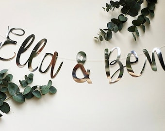 Personalized Metallic Wedding Banner: Custom Engagement Bunting