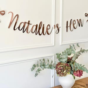 Personalised Hen Party Banner, Bridal Bunting, Hen Do, Rose Gold Hen Party Garland, Team Bride, Mrs to be banner, Miss to Mrs, Hen Sign image 2