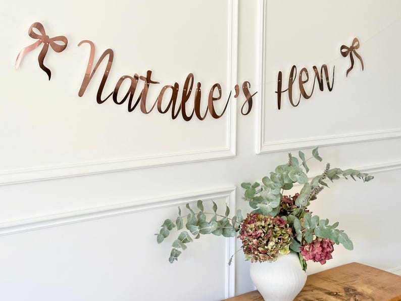 Personalised Hen Party Banner, Bridal Bunting, Hen Do, Rose Gold Hen Party Garland, Team Bride, Mrs to be banner, Miss to Mrs, Hen Sign image 2