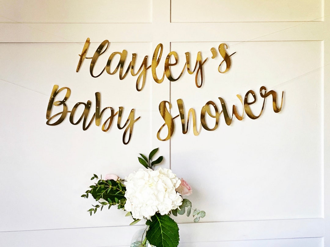 Gold Personalised (any Colour) Baby Shower Banner, Gold Baby Shower ...