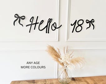Birthday Sign (any age/colour) 18th Birthday Banner, Turning 18 Banner, 18th Birthday Bunting, Gold Banner, Birthday Decor, Hello 18 Sign