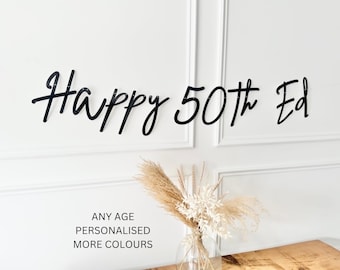 Personalised (any age/colour) 50th Birthday Banner, Turning 50 Banner, 50th Birthday Bunting, 50th Sign, Backdrop Birthday Sign, Black Sign