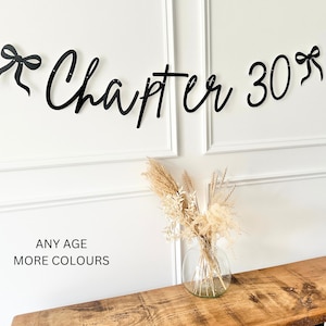 Birthday Sign (any age/colour) 30th Birthday Banner, Turning 30 Banner, 30th Birthday Bunting, Gold Banner, Birthday Decor, Chapter 30 Sign image 1