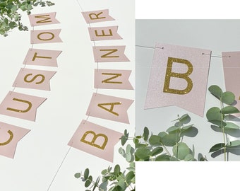 Custom Banner, Gold Custom Banner, Custom Bunting, Birthday Banner, Gold Name Bunting, Custom Sign, Flag Banner, Personalised Banner