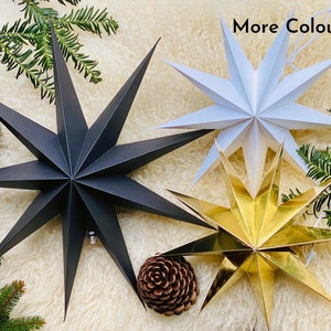 Christmas Stars, Hanging Paper Stars, 3D Stars, Hanging Stars, Scandi Stars, Christmas Decor, Origami Paper Stars, 9 Point Stars