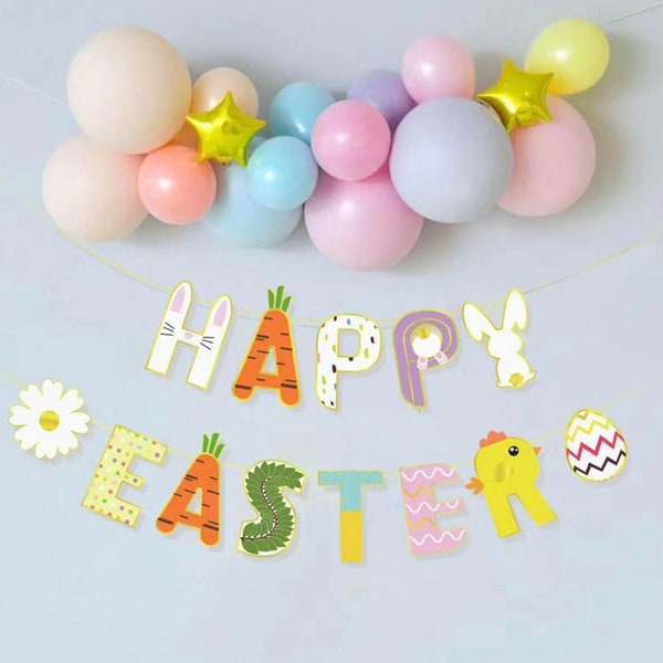 Easter Banner, Happy Easter, Easter Garland, Happy Easter Bunting, Happy Easter Decoration