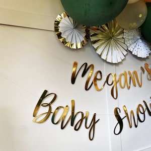Gold Personalised (any Colour) Baby Shower Banner, Gold Baby Shower ...