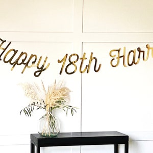 Pancarta de cumpleaños número 30 personalizada en dorado (cualquier edad/color), pancarta para cumplir 30 años, banderines para cumpleaños número 30, pancarta dorada, letrero de cumpleaños, cumpleaños número 30 imagen 3