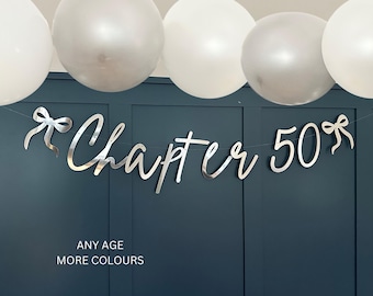 Birthday Sign (any age/colour) 50th Birthday Banner, Turning 50 Banner, 50th Birthday Bunting, Gold Banner, Birthday Decor, Chapter 50 Sign