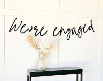 Engagement / Wedding Banner, Gold Custom Banner, Custom Bunting, Engagement Banner, Gold Name Bunting, Engaged Sign, We're Engaged Backdrop