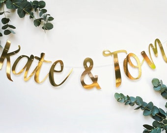 Personalized Gold Wedding Banner: Handmade Metallic Card Bunting