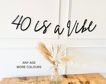 Birthday Sign (any age/colour) 40th Birthday Banner, Turning 40, 40th Birthday Bunting, Gold Banner, Birthday Decor, 40 is a Vibe Sign