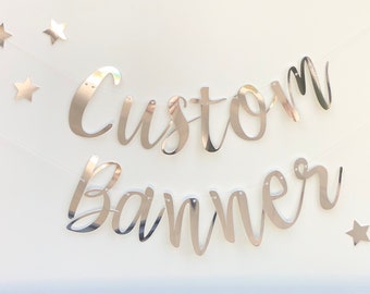 Custom Banner, Silver Custom Banner, Custom Bunting, Birthday Banner, Silver Name Bunting