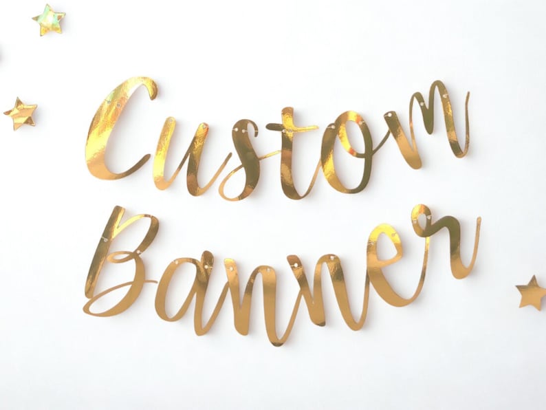 Custom Banner, Gold Custom Banner, Custom Bunting, Birthday Banner, Gold Name Bunting, Backdrop Sign, Personalised Banner, Birthday Decor image 1
