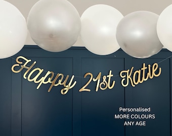 Banner personalizado (cualquier edad/color) para 21 cumpleaños, banderines para 21 cumpleaños, letrero para 21 años, letrero de cumpleaños con fondo, letrero negro