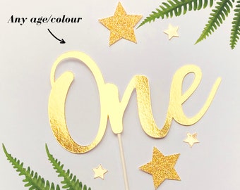 Any Age/Colour Cake Topper, Birthday Cake Topper, 1st Birthday Cake Topper, Gold Cake Topper, Rose Gold Cake Topper, Custom Cake Topper