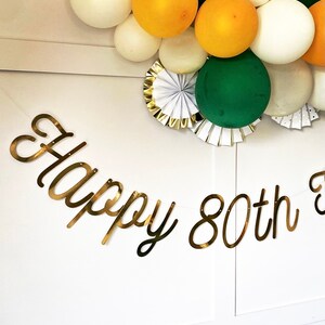 Pancarta de cumpleaños número 30 personalizada en dorado (cualquier edad/color), pancarta para cumplir 30 años, banderines para cumpleaños número 30, pancarta dorada, letrero de cumpleaños, cumpleaños número 30 imagen 6