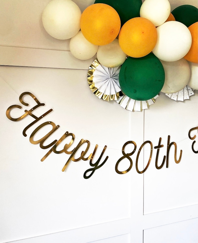 Pancarta de cumpleaños número 30 personalizada en dorado (cualquier edad/color), pancarta para cumplir 30 años, banderines para cumpleaños número 30, pancarta dorada, letrero de cumpleaños, cumpleaños número 30 imagen 6