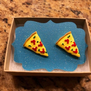Mickey Pizza Earrings : Disney Snacks, Mickey Shaped Food, Mickey Mouse, Bold Large Studs Hypoallergenic 14k Gold  Jewelry