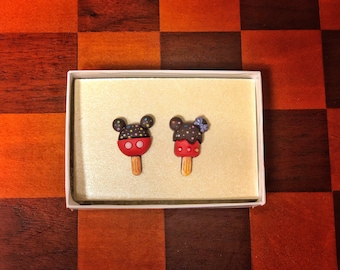 Mickey Minnie Ice Cream Bar Earring Collection : Disney Earring Studs Hypoallergenic 14k Gold Mickey Mousse Jewelry