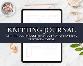 Knitting Project Journal for Project Notebooks or Digital Planners and Binders | European Measurements | Clean and Simple Design