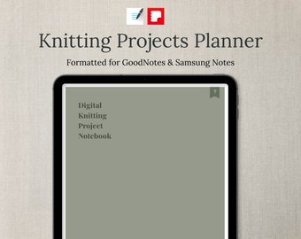 Digital Knitting Project Planner - Ultimate Project Organizer for Knitters | Vintage Green Color