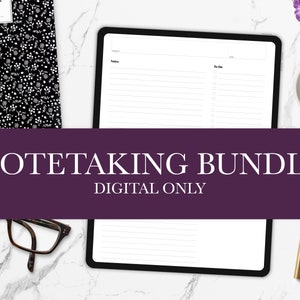May include: A digital note-taking bundle with a white background and black text. The text reads "NOTE TAKING BUNDLE DIGITAL ONLY".