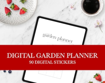 Digital Garden Planner | 90 Digital Sticker Bundle for Container Gardens, Climate Gardens, and Kitchen Gardens | Square Foot Garden
