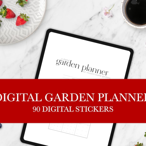 Digital Garden Planner | 90 Digital Sticker Bundle for Container Gardens, Climate Gardens, and Kitchen Gardens | Square Foot Garden