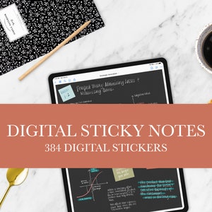 Farbkoordinierte digitale Haftnotizen | 384 digitale Haftnotizen Aufkleber für digitale Planer | 8 farblich abgestimmte Paletten