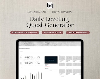 Notion Template - Daily Leveling Quest Generator Inspired by Anime