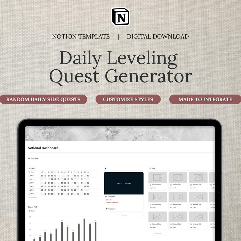 Notion Leveling Template - Etsy