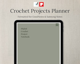 Digital Crochet Project Planner - Ultimate Project Organizer for Crochet | Vintage Green Color
