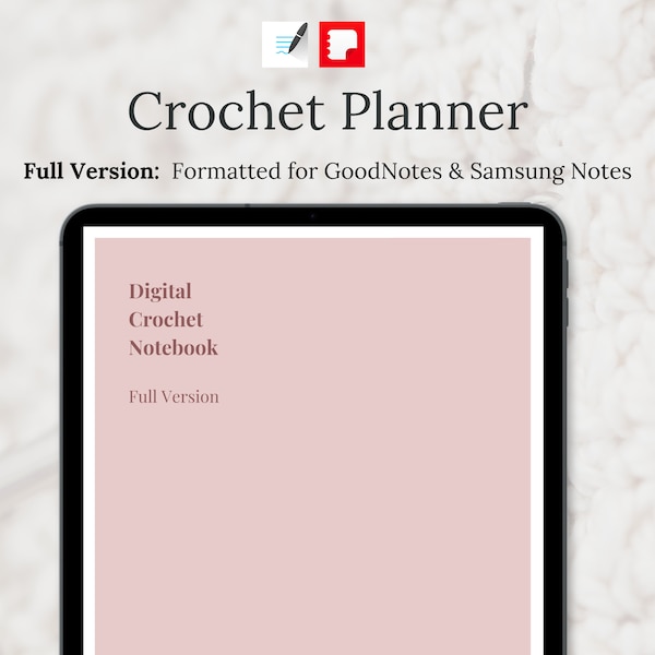 Crochet Planner | Full Digital Bundle | Organize Yarn Patterns Projects | GoodNotes Samsung Notes Craft Planner | Tunisian Crochet
