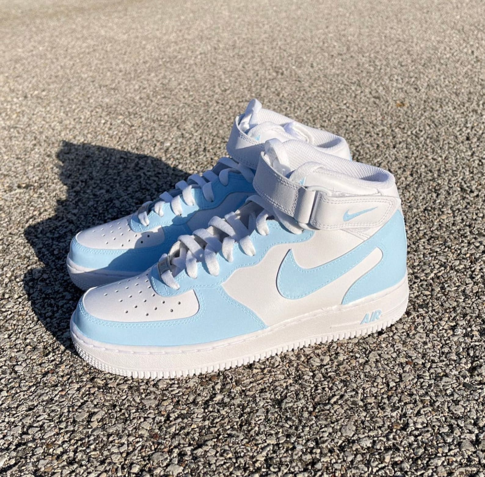 Baby Blue Nike Air Force 1 Mid / Custom Nike AF1 / Trendy | Etsy