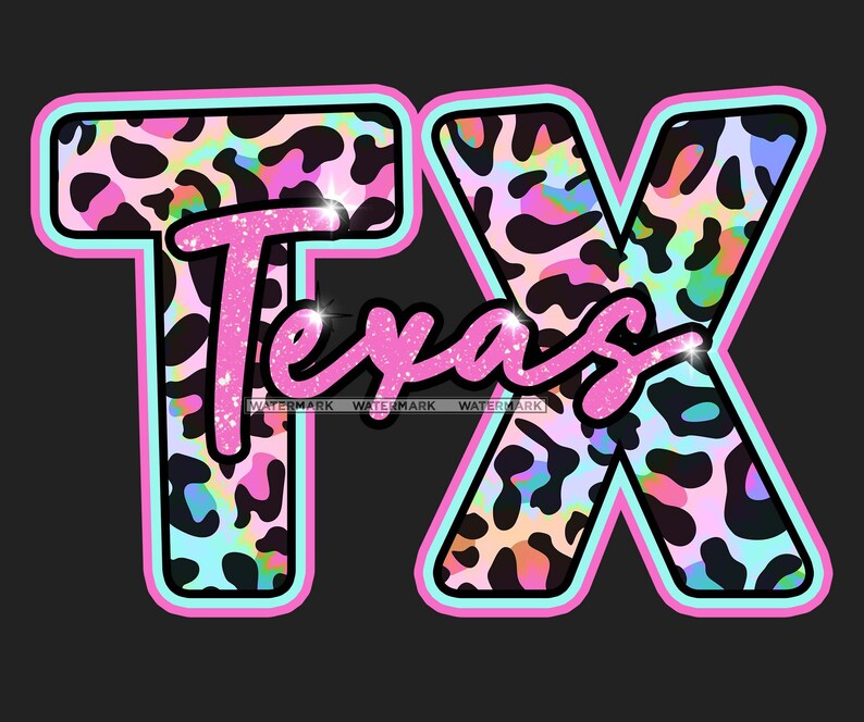 PNG TX Texas Leopard Heart Sublimation Design Digital Download Tie Dye