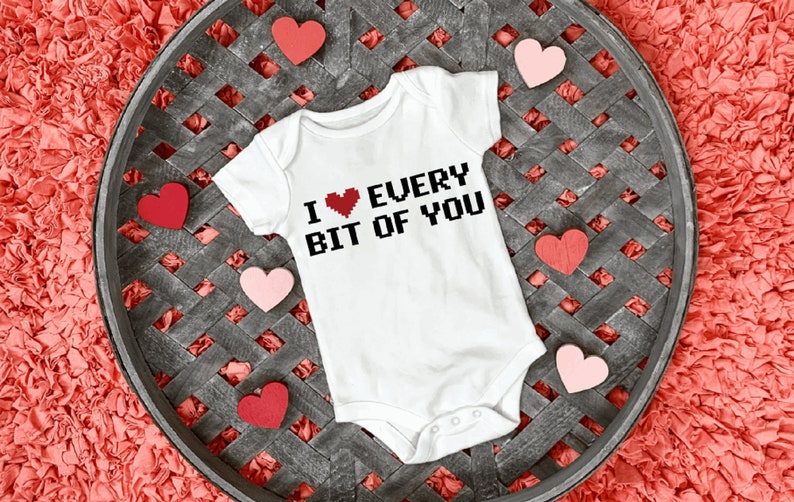 Computer baby gift Valentines baby bodysuit gamer baby gift cute baby bodysuit