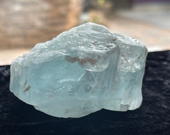 Raw Aquamarine Crystal Specimen, March Birthstone, Rainbow Inclusions