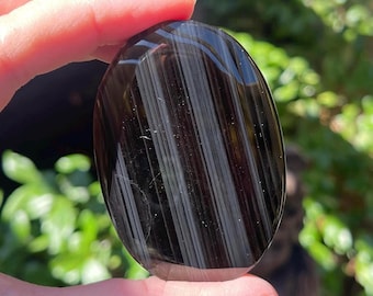 Ice Obsidian Palm Stone, Grounding Crystal Worry Stone
